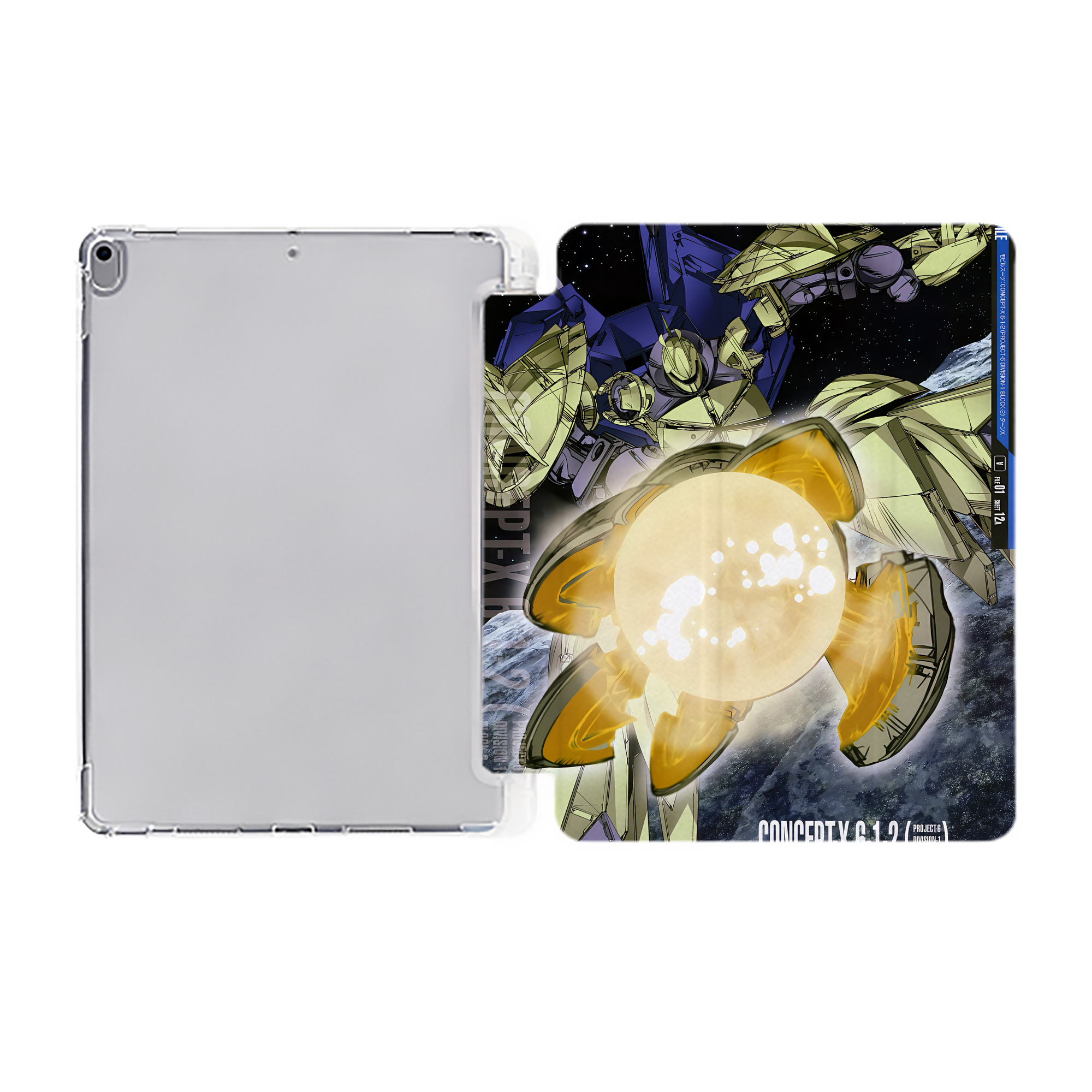 （画像用） 機動戦士ガンダム Mobile Suit Gundam IPad ケース ペン収納付き 三つ折りスタンド PUレザー×シリコン 対応機種9.5/10.5/10.9インチ
